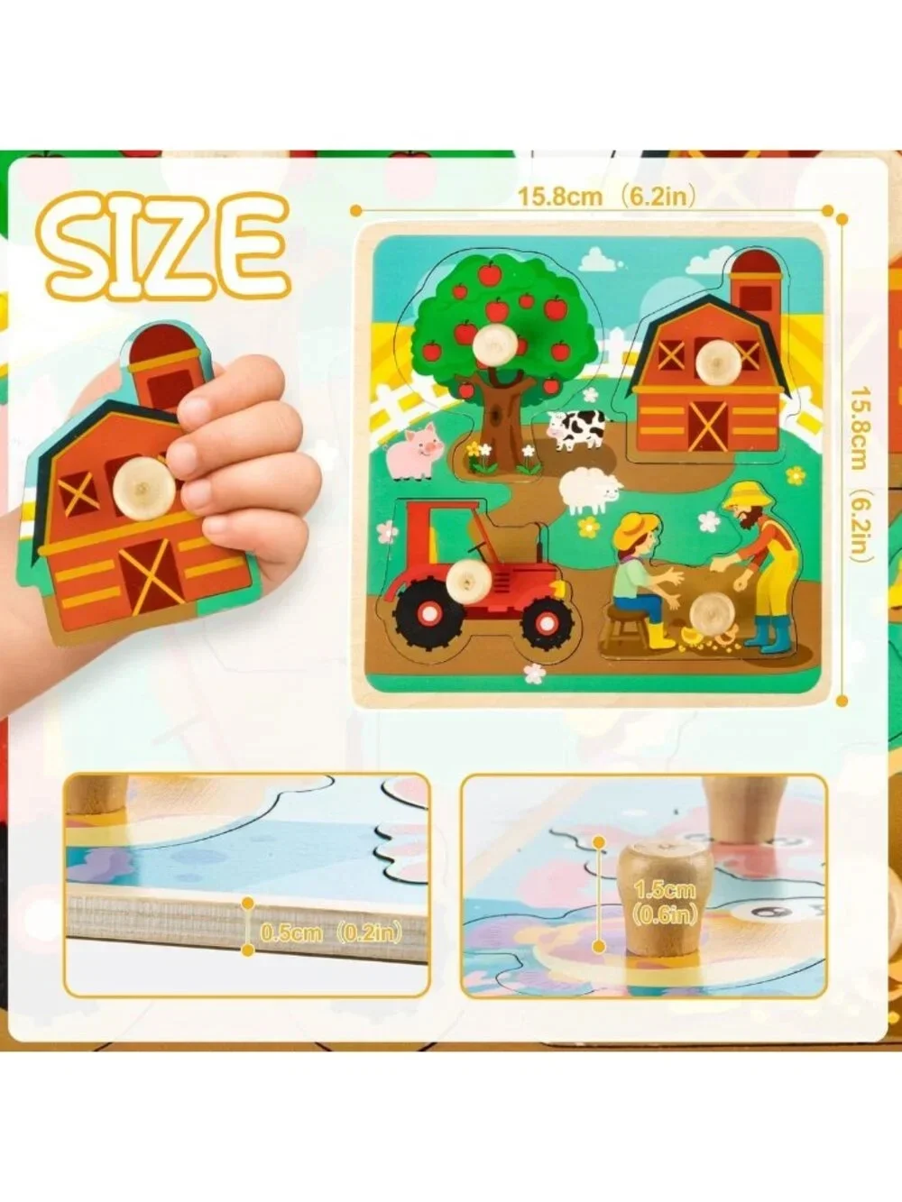 Eco-Friendly Wooden Toddler Puzzles - 4 Animal Jigsaw Sets for Fine Motor Skills